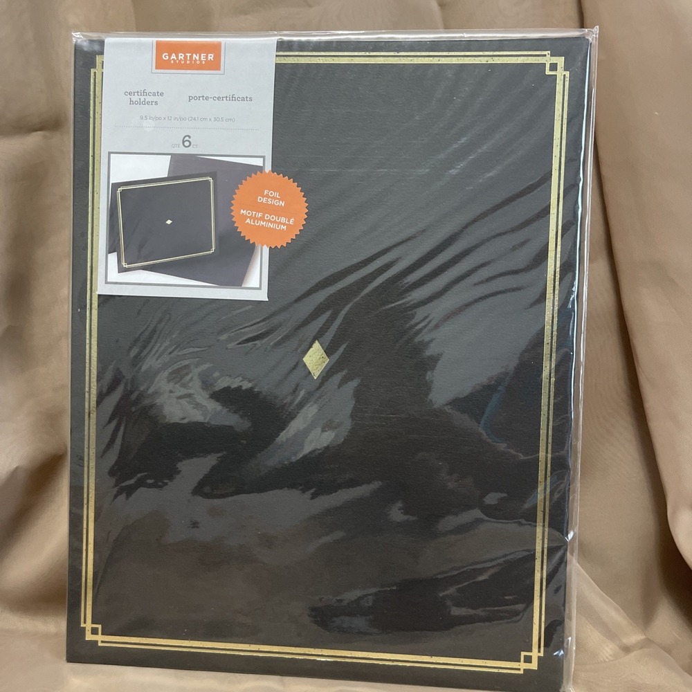 GARTNER STUDIOS Black Cover Gold Foil Diploma Award Certificate Holder NEW 35003